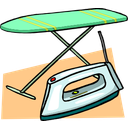 an ironing board and an iron